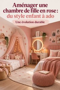 Chambre de fille en rose moderne, mariage de confort et style contemporain.