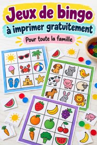 Un modèle de bingo imprimable pour enfants avec des images colorées et ludiques