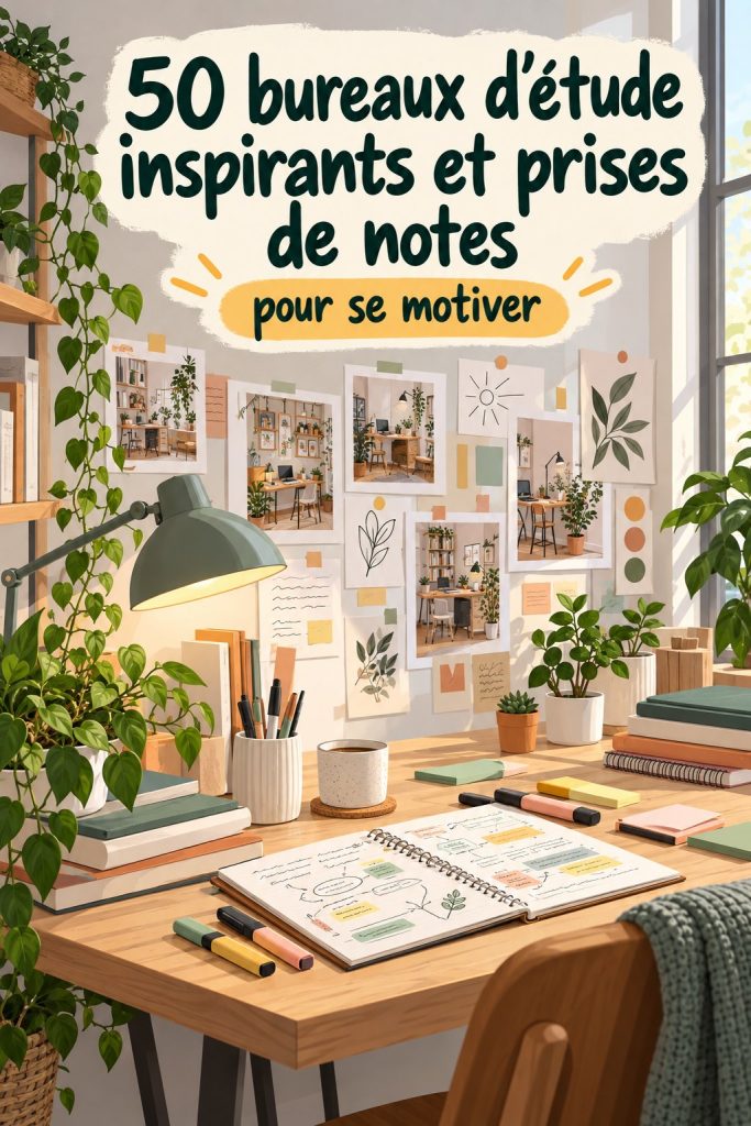 Un bureau d'études bien organisé avec des fournitures et décorations inspirantes