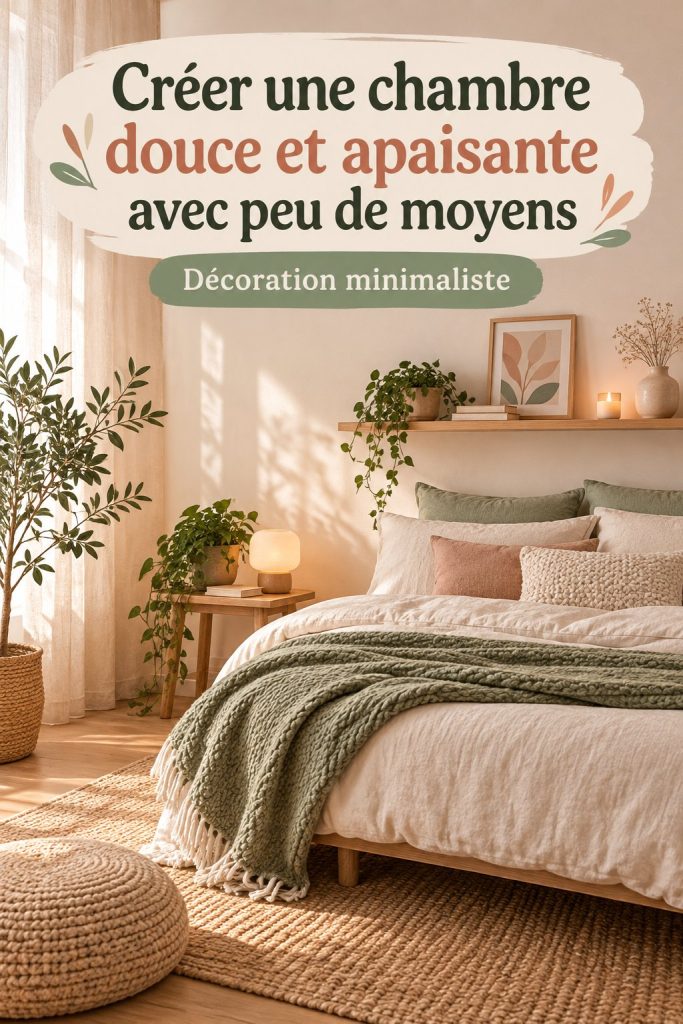 Chambre décorée dans des tons doux pour une ambiance apaisante