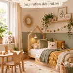 Chambre d'enfant de style scandinave avec des éléments douillets et colorés, créant une ambiance chaleureuse.