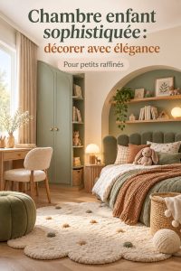 Une chambre d'enfant élégante avec des éléments décoratifs sophistiqués.