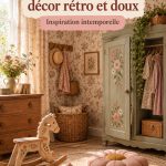Chambre enfant vintage fleurie avec des murs aux motifs floraux et une décoration douce