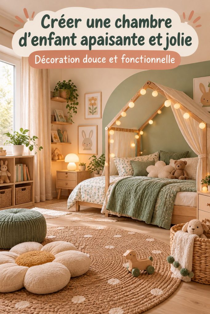 Chambre esthétique pour enfant avec couleurs douces et décoration originale