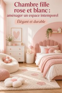 Chambre fille décorée en harmonie rose et blanc avec des touches élégantes