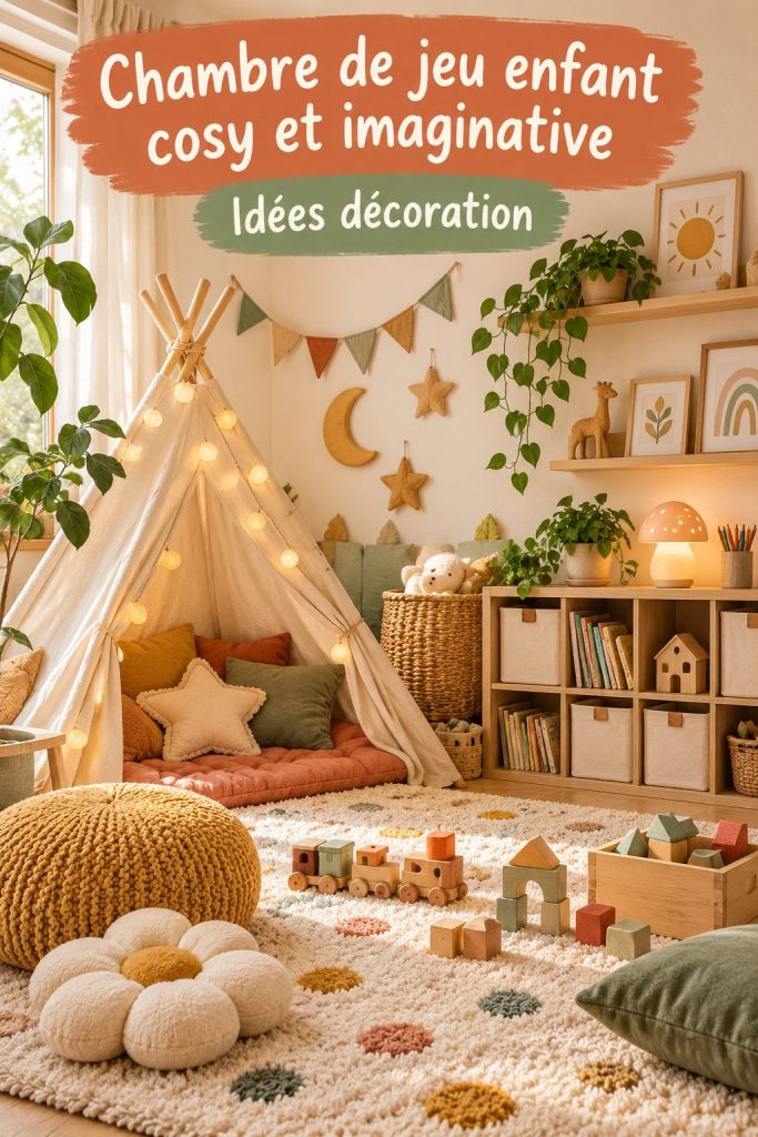 Chambre de jeux pour enfants avec des éléments de décoration enchantés