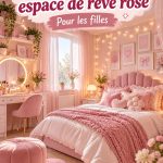 Chambre rose féérique pour petite fille avec des décorations douces et accueillantes.