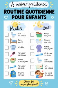 Checklist quotidienne pour enfants colorée et attrayante