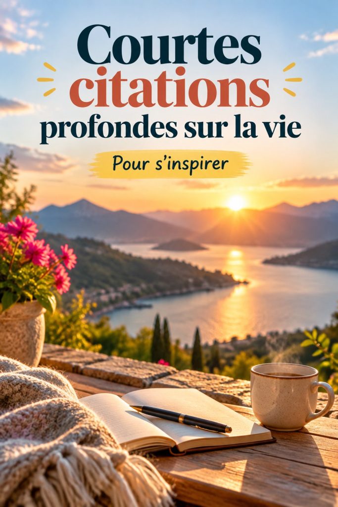 Une citation inspirante sur la vie affichée dans un cadre familial.