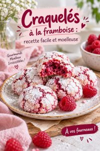 Plat de craquelés à la framboise moelleux sur une table de cuisine.