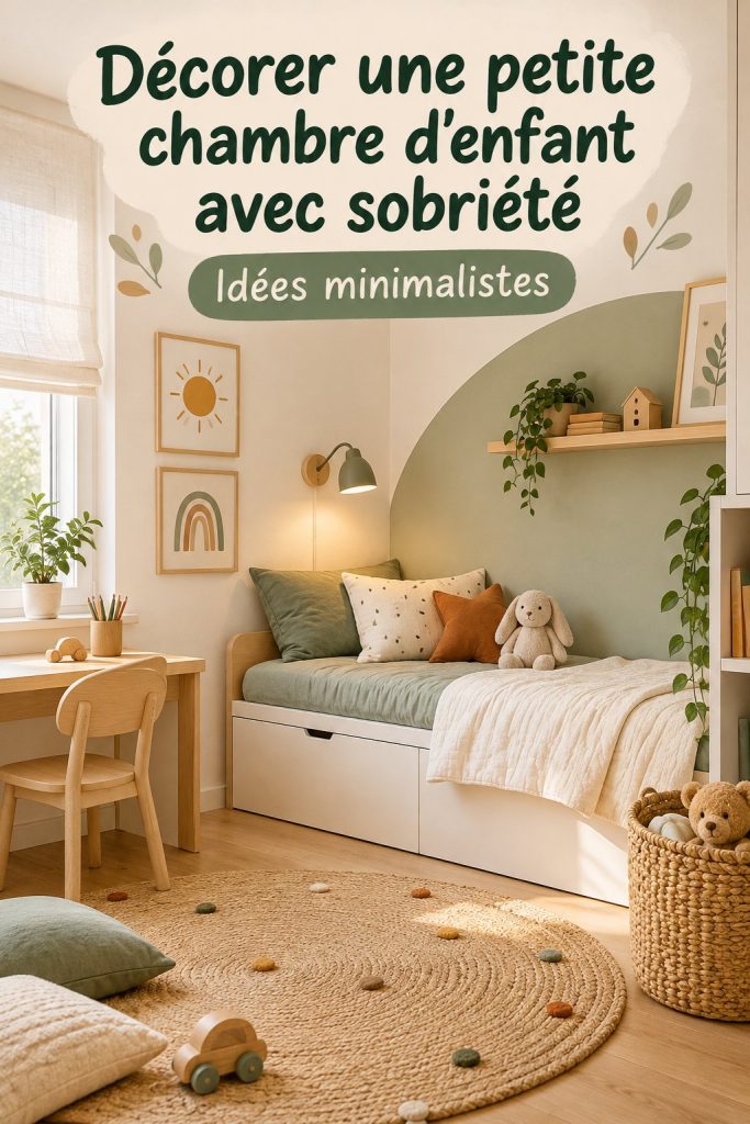 Décoration neutre d'une chambre d'enfant dans un petit espace, avec des couleurs douces et apaisantes.