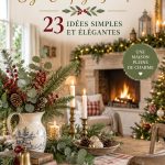 Décoration de Noël élégante inspirée du style français dans un salon chaleureux.