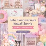 Fête d'anniversaire enfant avec décorations Sanrio kawaii