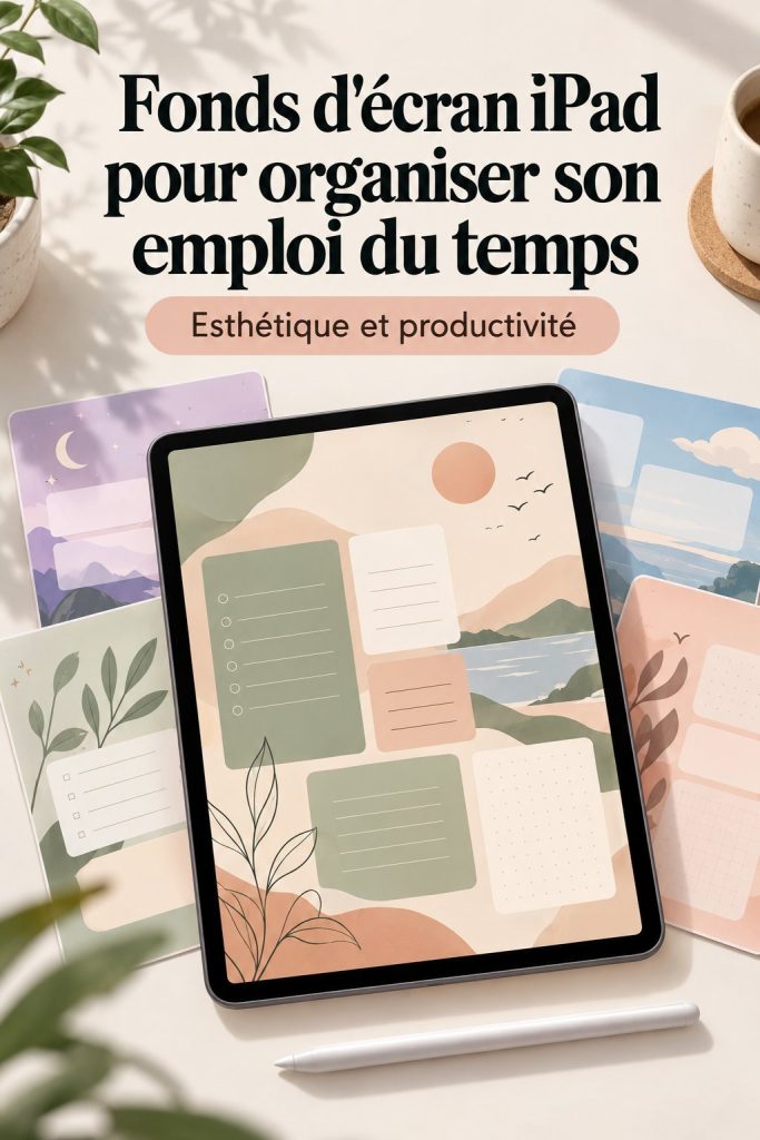 Un iPad avec un fond d'écran de calendrier stylé pour les étudiants