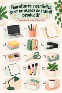 Bureau bien organisé avec fournitures variées pour améliorer la productivité