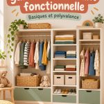 Garde-robe enfantine moderne avec couleurs pastel et rangements pratiques