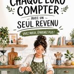 Une mère et ses enfants sourient en regardant un tableau de budget familial