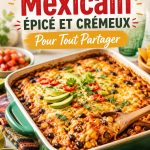Gratin mexicain épicé et crémeux dans un plat en verre, prêt à être servi.