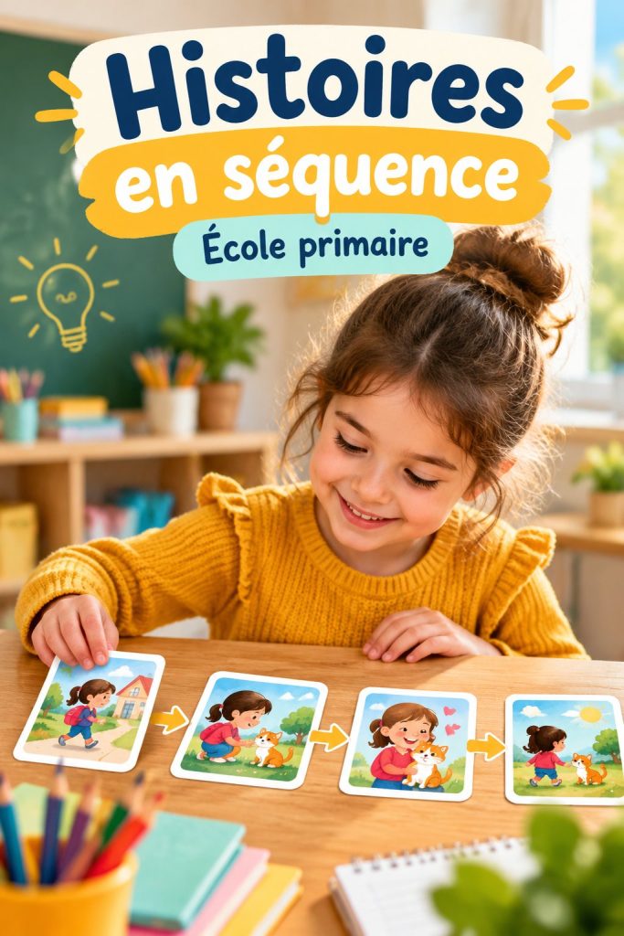 Un enseignant montre une histoire en séquence à des enfants en classe