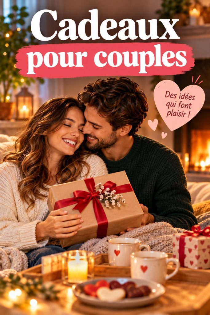 Un couple souriant échangeant des cadeaux lors d'une occasion spéciale