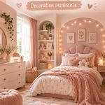 Chambre de fille décorée en rose avec des éléments doux et agréables