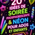 Une fête d'anniversaire lumineuse avec des décorations néon et des enfants joyeux