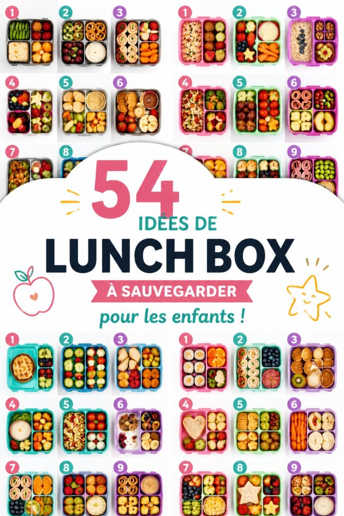 Lunch box créative avec des fruits et légumes colorés pour enfants.