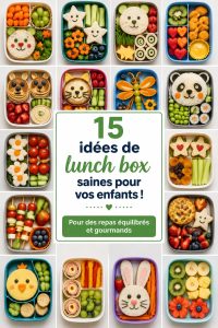 Des lunch boxes colorées et saines pour enfants, remplies de fruits et légumes.