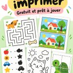 Enfants jouant à des jeux imprimables lors d'une activité familiale.