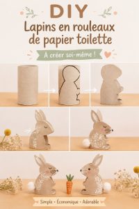 Lapins colorés faits à partir de rouleaux de papier toilette pour Pâques