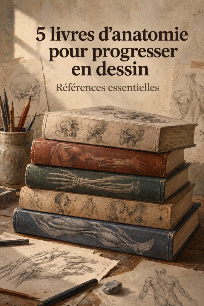 Couverture d'un livre d'anatomie pour les artistes, montrant des illustrations détaillées du corps humain.