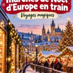 Marché de Noël enchanteur en Europe, photographié depuis le train