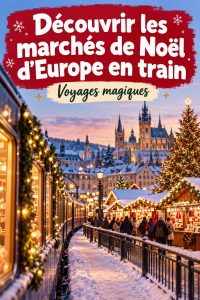 Marché de Noël enchanteur en Europe, photographié depuis le train