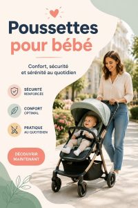 Une poussette moderne pour bébé dans un parc, idéale pour les sorties en famille.