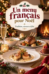 Menu de Noël français original avec plats raffinés et décorations festives