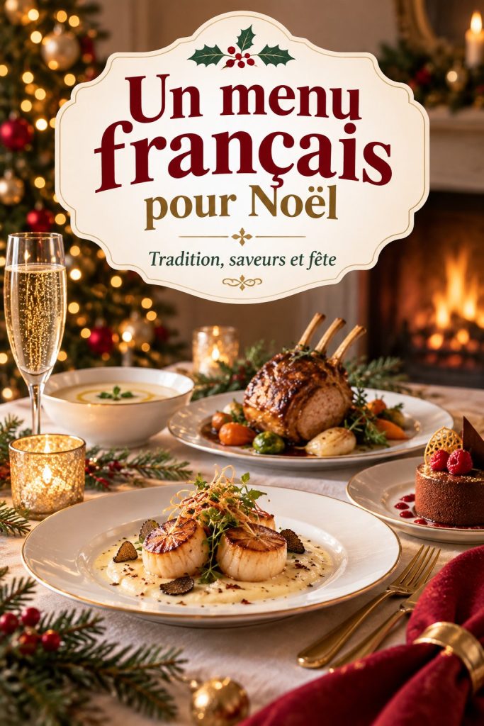 Menu de Noël français original avec plats raffinés et décorations festives