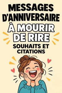Message d'anniversaire humoristique écrit sur une carte colorée