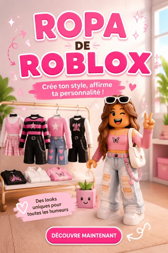 Un avatar Roblox habillé avec des vêtements tendance et colorés.