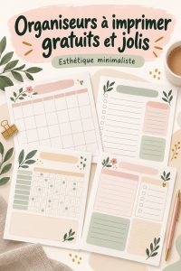 Des modèles de planificateurs esthétiques gratuits sur une table en bois, idéal pour l'organisation quotidienne.