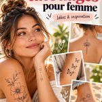 Un collage de divers modèles de tatouages féminins sur la peau.