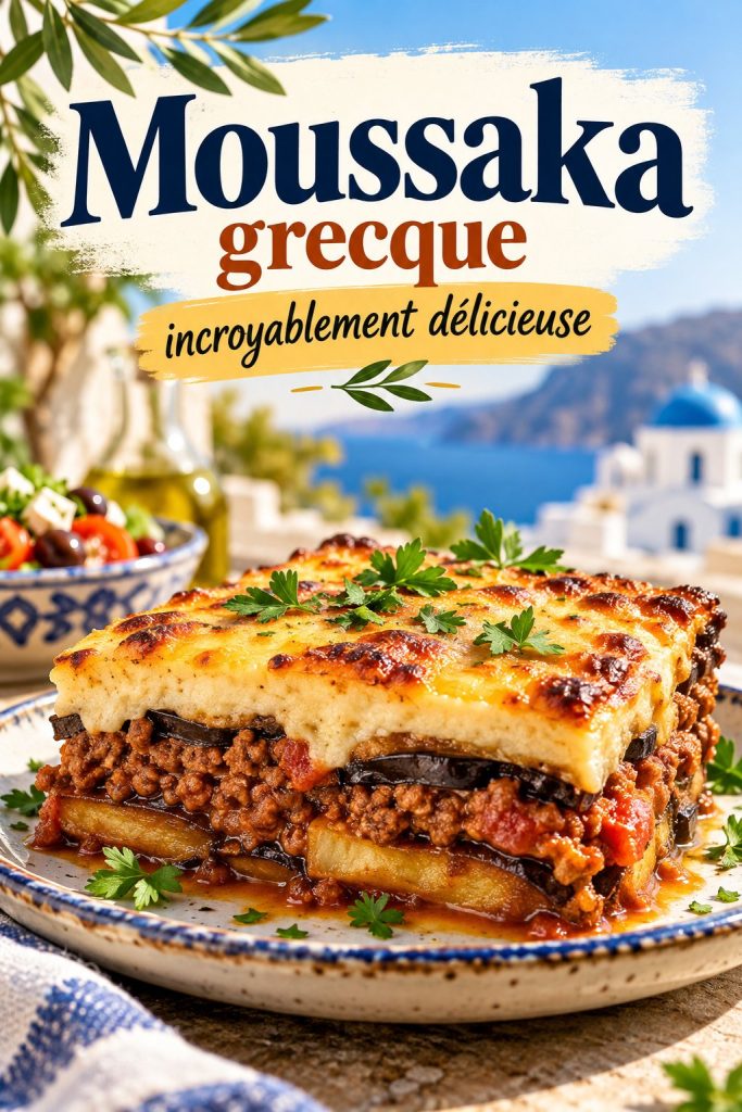 Moussaka grecque savoureuse dans un plat en céramique