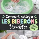 Biberons propres sur une table, montrant l'importance d'une bonne hygiène pour bébé.
