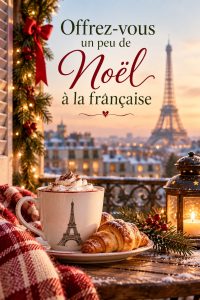 Un décor de Noël traditionnel français avec des lumières et des décorations dans un cadre familial chaleureux.