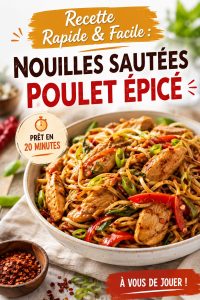 Nouilles sautées au poulet épicé, prêtes à être servies dans une lunchbox