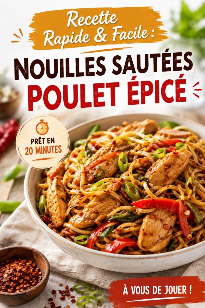 Nouilles sautées au poulet épicé, prêtes à être servies dans une lunchbox