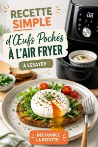 Œufs pochés réalisés à l'air fryer, présentés sur une assiette appétissante