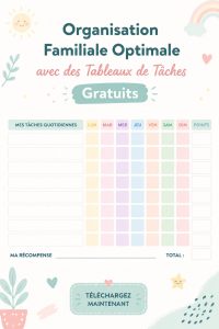 Tableau de tâches familial coloré et organisé sur un mur