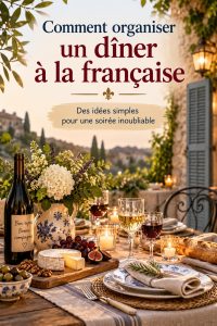 Table joliment dressée pour un dîner à la française avec de la vaisselle élégante.