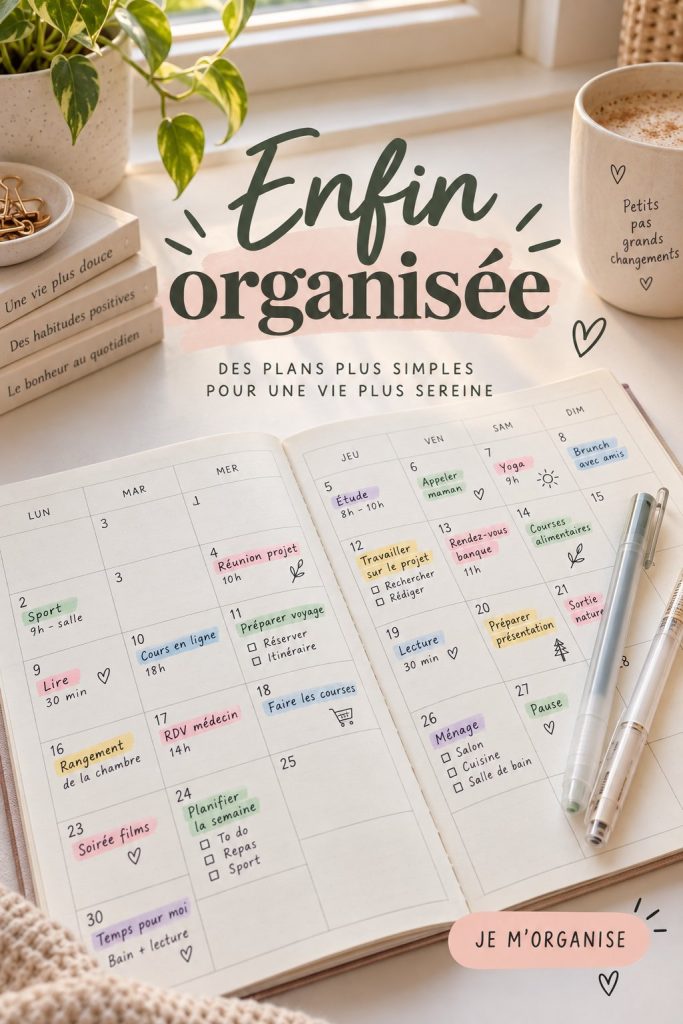 Étudiant travaillant sur un bureau organisé avec un ordinateur et des fournitures scolaires.