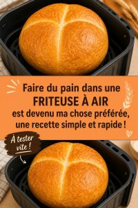 Recette de pain croustillant fait dans une friteuse à air, avec une croûte dorée.